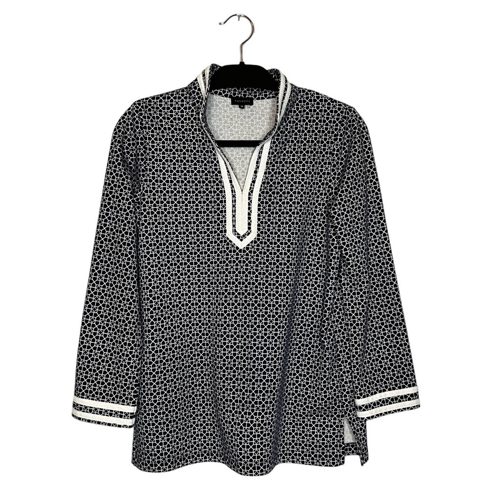 Talbots Nautical Geometric Novelty Print Coastal Preppy Tunic - Size Medium